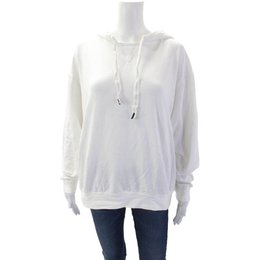 Stateside Unisex Adults Solid Long Sleeve Pullover Hoodie White Size M